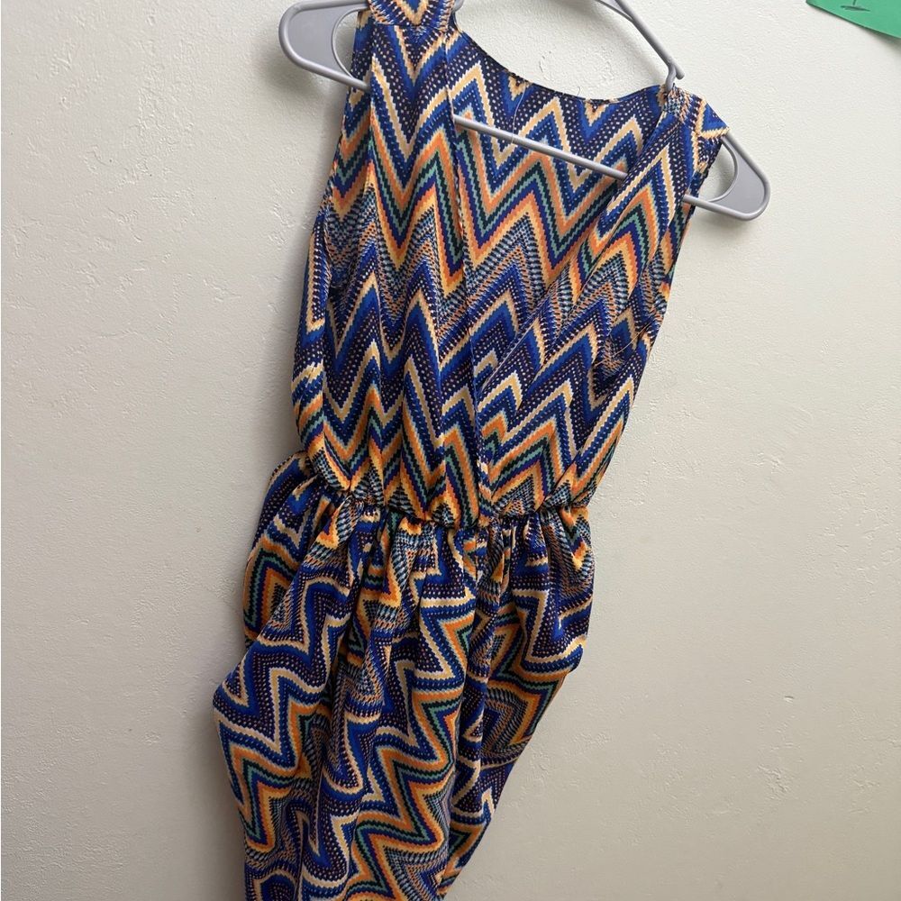 Vintage wonmens dress small Chevron blue Sleeveless Dress made in usa
